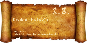 Kraker Balár névjegykártya